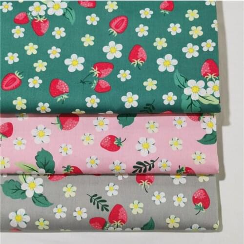 50x160cm 3 Colors Red Strawbery & White Flowers Printed 100% Cotton Fabric fruit floral Fabric Patchwork baby cloth apparel
