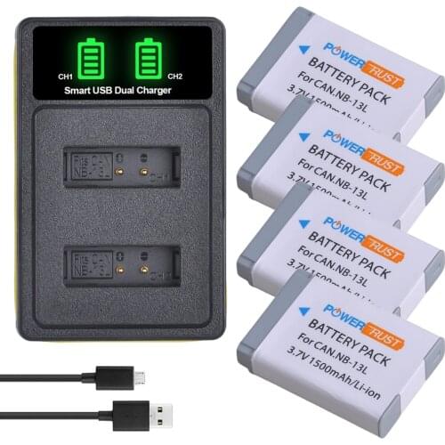 2x 1500mAh NB-13L NB13L NB 13L Battery + LCD USB Charger for Canon G7 X Mark II G7X G5 X G5X G9 X G9X SX620 SX720 HS Batteries