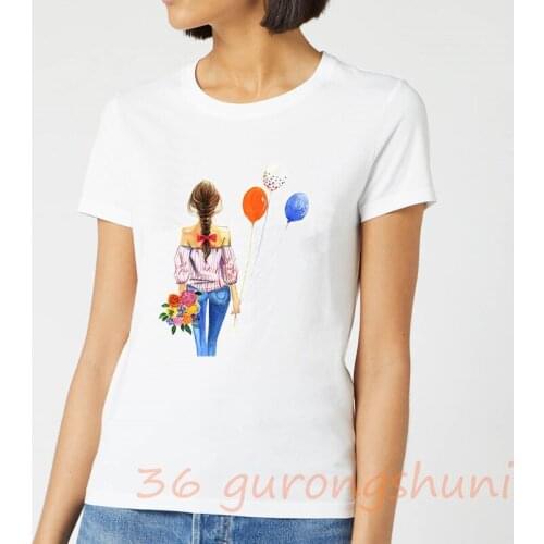 Watercolor art girls graphic tees print tshirt balloon t-shirt kpop t shirt women tops grunge aesthetic clothes dropshipping