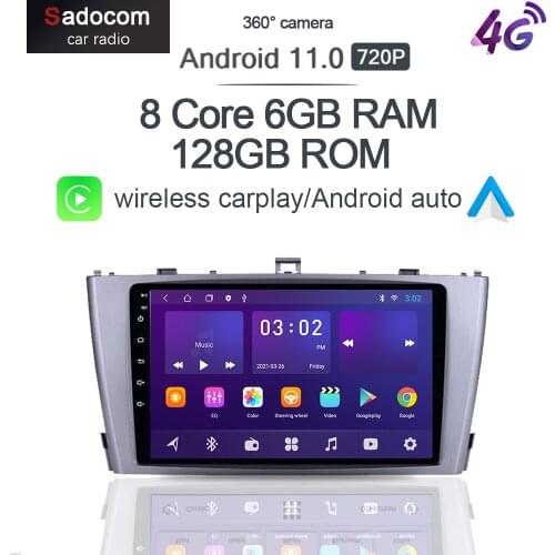 360 Cam IPS Android 10 6G+128Gb Car Radio For Toyota Avensis 2009 2010 2011 2014 2015 Multimedia Player 4G LTE GPS Wifi DSP 2DIN