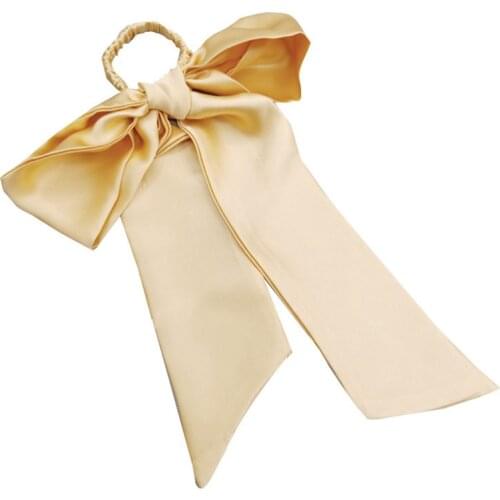 Free shippping Fashion women lovely ribbon bow solid color pure silk hair scrunchies cute gum OL basic Hair Tie Ponytail Holder