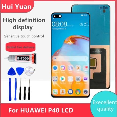 Original 6.1'' P40 Display Screen With Frame For HUAWEI P40 ANA-AN00 TN00 NX9 LX4 LCD Display Touch Screen Digitizer Assembly