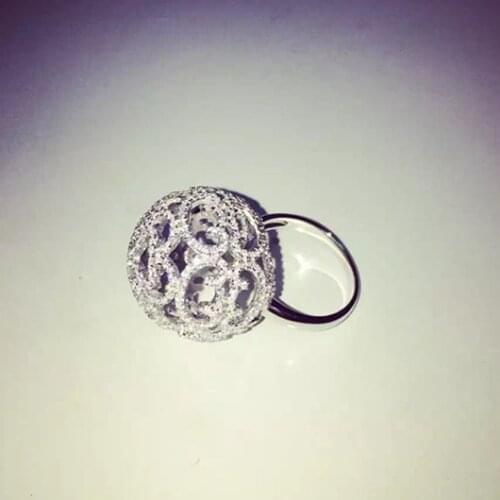 Designer Fashion 925 Sterling Silver Jewelry 3A Cubic Zirconia Party Ball Ring