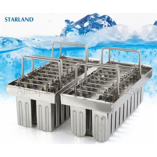 20 Cells Stainless Steel DIY Ice Cream Bar Moulds Commercial Ice Pop Home Popsicle Mould with Stick Holder 6 Shape Options