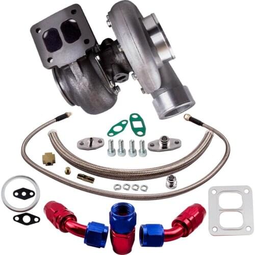 GT45 V-Band Universal Turbocharger 600+HP Racing High Performance Turbo Charger + Oil Drain In & Return Line Turbine