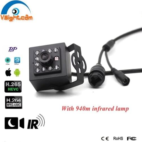 Night Vision Security IP Camera Mini IR Onvif CCTV Camera 2MP 5MP Optional With 10Pcs 940nm Infrared Lamps Ir Camera