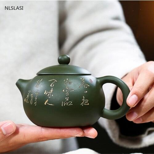 Yixing Classic tea pot purple clay Xishi teapot beauty kettle Raw ore Green clay Handmade Boutique Tea set Authentic 220ml