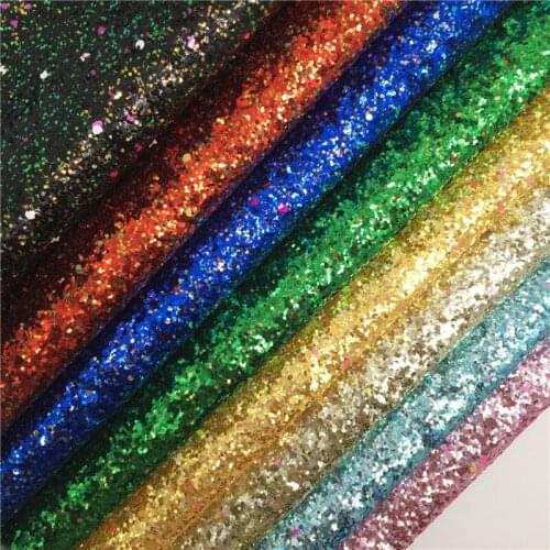 LEOsyntheticoDIY Green Red Blue Chunky Glitter Leather Fabric Soft Backing Synthetic Leather Faux Vinil DIY A4 SIZE R041A