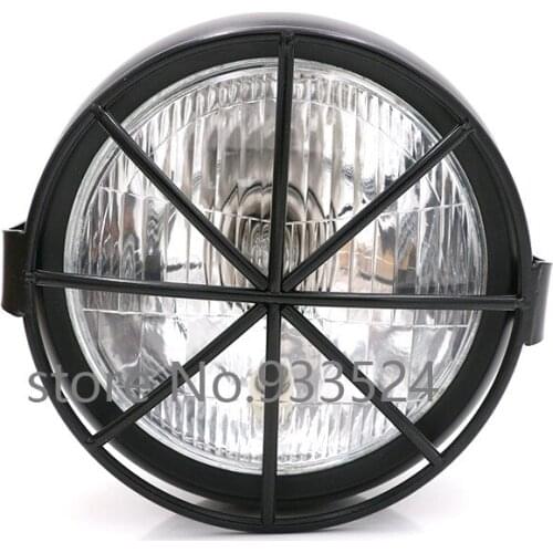 Motorcycle 6.5'' Black High/Low Beam Side Mount Headlight Lamp Chopper Bobber Cafe Racer Old School Cruiser Custom