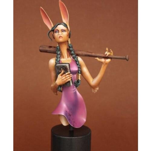 Unpainted Kit 1/18 94mm Science 94mm with ears girl bust not include base Resin Figure miniature garage kit