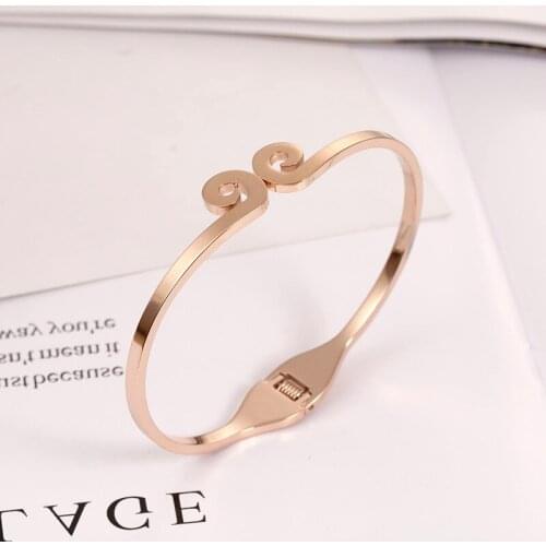 TJP New Fashion Cuff Bracelet Rose gold color Bangle Stainless Steel Bracelet For Women Bracelets Bangles Valentines Gift