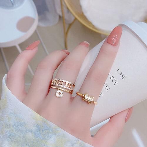 Roman Numerals Personalized Ring Opening Adjustable Rings Jewelry 14K Real Gold Pendant Romantic Glamour Temperament Couple Ring