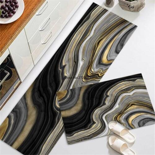 Luxury Black Marble Kitchen Mat Home Bedroom Carpet Area Carpet Decoration Bedside Mat Kitchen Floor Mat