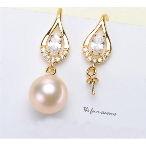 925 Silver Pearl Beads Stud Earrings Setting Base Diy Jewelry Making Findings&Components