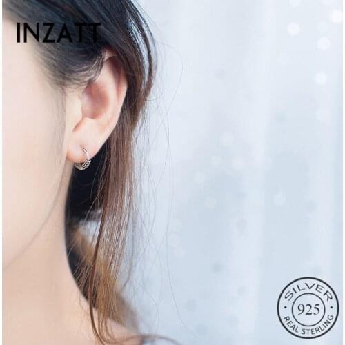 INZATT Real 925 Sterling Silver Vintage Geometric Hoop Earrings For Women Bohemian Ethnic Fine Jewelry Pendientes Major Moda