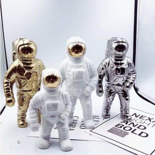 Space man sculpture astronaut fashion vase creative rocket aircraft ornament model ceramic material cosmonaut statue shuttle