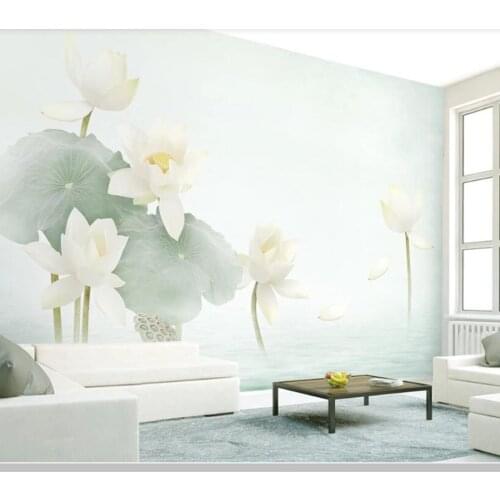 Papel de parede Fresh and elegant lotus flower Chinese style 3d wallpaper,living room bedroom wall papers home decor mural