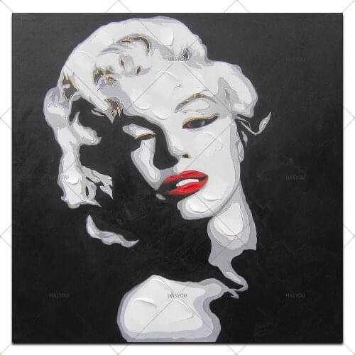 Movie Marilyn Monroe Vintage Black White Photos Home Decoration Oil Painting 100% Hand Painted on Canvas Modern Wall Art quadro
