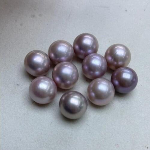 14-15 mm high luster AAA big perfect round nature purple pearl,100% Nature freshwater loose pearl,half hole