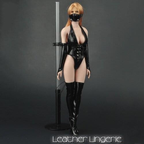 ZY5004 1/6 Scale Sexy Female Figure Accessory Choker Open Chest Leather Bikini + Boots Set for 12'' Phicen Action Figure Body