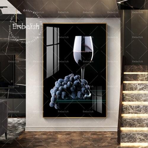 1 Pieces Grapes And Wine Glass Food Kitchen Home Decor HD Spray On Canvas Paintings Wall Art Posters Dinning Room Artwork Poster