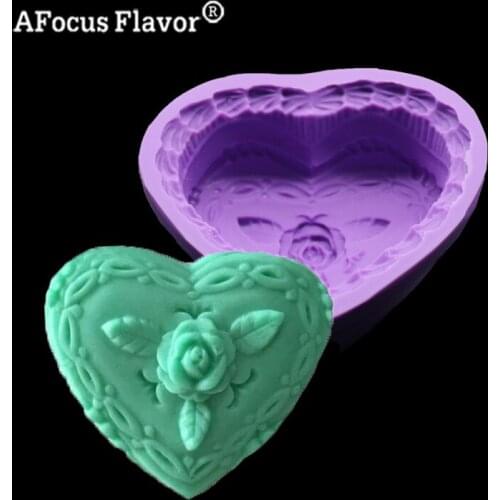 1 Pc New Heart-shaped Rose Soap Silicone Mold Chocolate Fondant Cake Decorating Tools Baking Pastry Kitchen Utensils Cupcake
