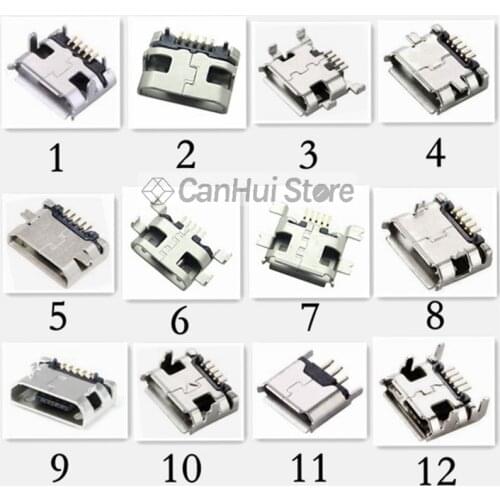 20-60pcs 5 Pin SMT Socket Connector Micro USB Type B Female Placement 12 Models SMD DIP Socket Connector
