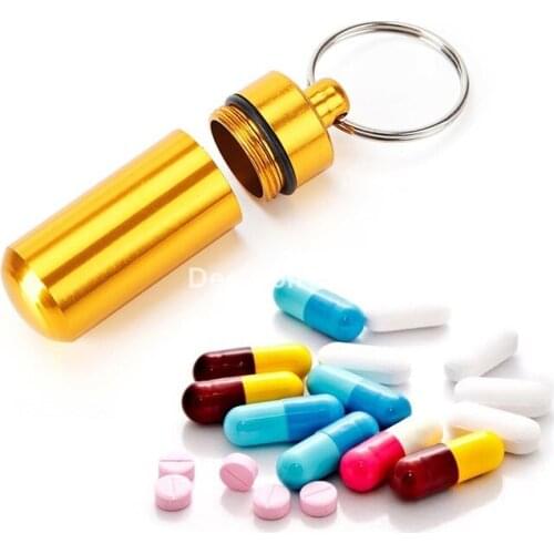 2021 metal waterproof alloy pill box case bottle cache drug holder container keychain medicine box health care for travel