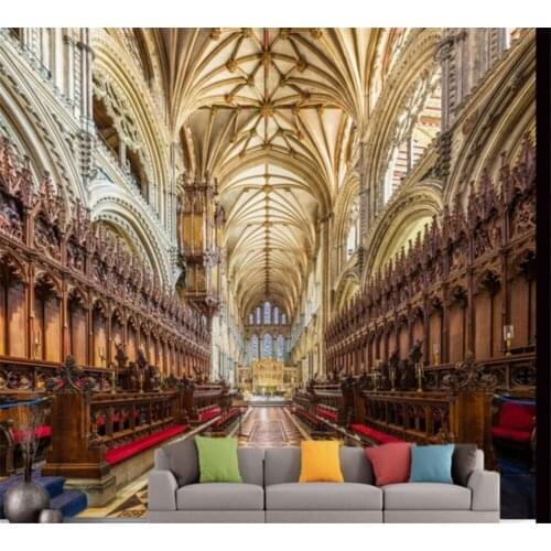 Beibehang Customized Wallpaper 3D Mural Fashion European Palace Church Three-dimensional Living Room Bedroom TV Background Wall