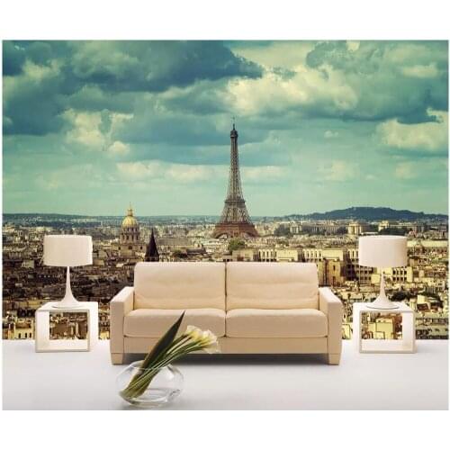 Custom photo mural on the wall 3d wallpaper Paris view Eiffel Tower background home decor living room wallpaper for walls 3 d