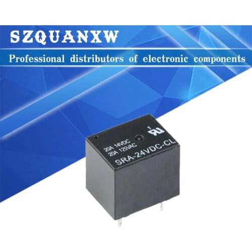 5Pcs 5V 12V 24V 20A DC Power Relay SRA-05VDC-CL SRA-12VDC-CL SRA-24VDC-CL 5Pin PCB Type In stock Black Automobile relay