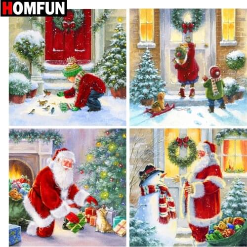 HOMFUN Diamond Painting "City Market" Cross Stitch Custom Photo Diamond Embroidery Square Round Drill Home Decor