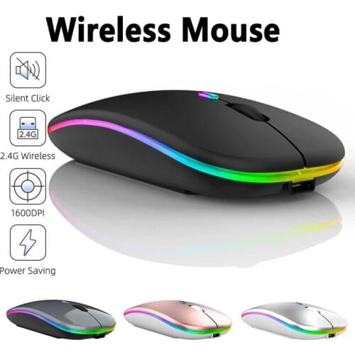 Wireless Mouse Bluetooth Rechargeable Mouse Ultra-thin Silent LED Colorful Backlit Gaming Mouse For iPad Computer Laptop PC