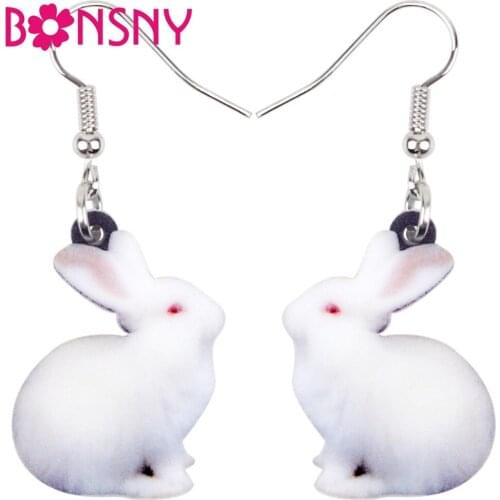 Bonsny Acrylic Easter Hare Rabbit Bunny Earrings Drop Dangle Big Long Cartoon Animal Jewelry For Women Girls Teens Accessories