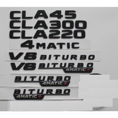 Gloss Black For Mercedes Benz C117 X117 CLA35 CLA45 AMG CLA220 CLA200 CLA250 V8 BITURBO 4MATIC Trunk Rear Star Emblems Badges