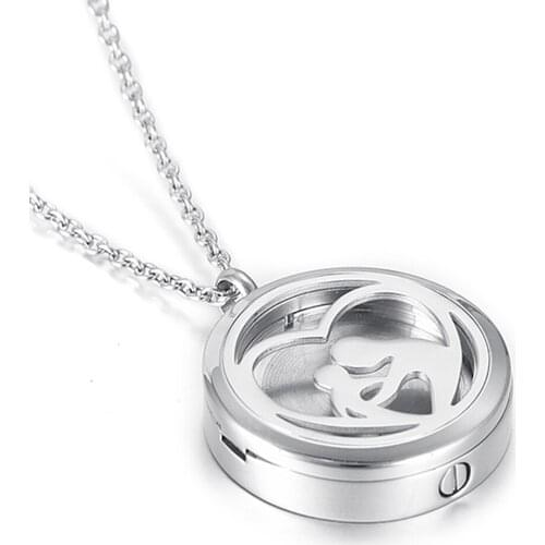 IJD5001 Mom and Child Perfume Locket Cremation Memorial Jewelry For Family Loss Urn Pendants Hold Ashes Keepsake Necklace