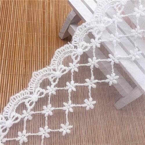 1Yd Milk Silk Polyester Lace Clothing Accessories Mesh Embroidery Dress Skirt Handmade Home Soft Decoration Accessories 8.8cm