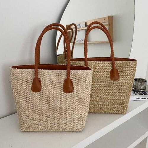 Summer Large Capacity Straw Totes Hand-woven Handbag Female Bohemian Beach Bags Travel Holiday Vacation Leisure Handbag 2021