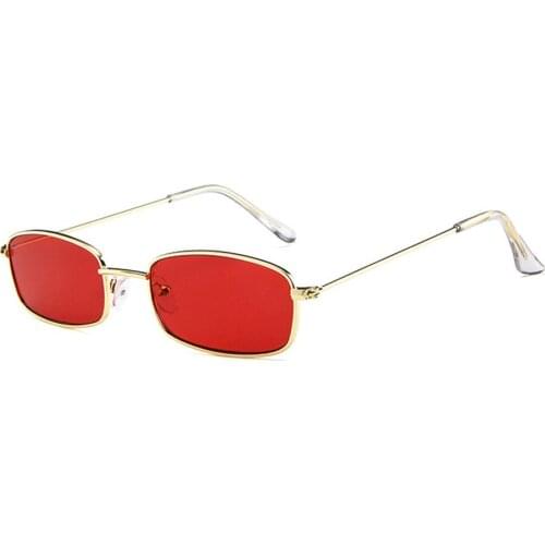 RUISIMO Small Square sunglasses Retro Red Sun Glasses Transparent Clear Lens Sunglasses for Women Men Metal Frame Shades Eyewear