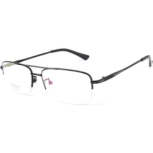 40s Retro Double Bridge Half-rim Men Optical Frame Custom Made Prescription Glasses Photochromic Grey/Brown Myopia Near-sighted