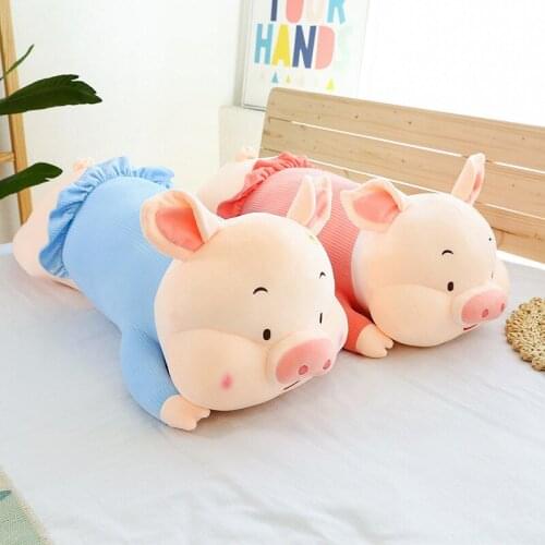 2020 The New Skin-friendly and Comfortable Plush Toy Cute and Novel Lying Pig Doll Long Animal Pillow Ragdoll Bed Sleeping Doll