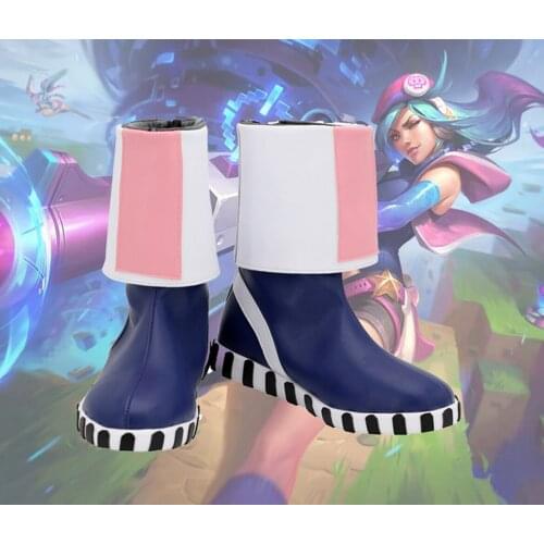LOL Caitlyn Blue Shoes Cosplay Hot Game LOL Arcade Caitlyn Cosplay Boots Custom Made Shoes Any Size