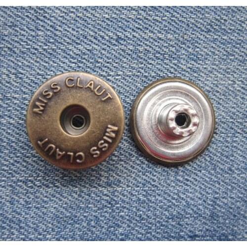 1000 PCS Stock Bronze Tone letter JEANS Pattern Jean Tack Buttons 20 x 8mm