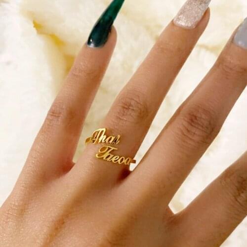 Adjustable Double Name Ring Custom Jewelry Personalized Two Name Rings For Women Men Rose Gold Bague Homme Birthday Gift