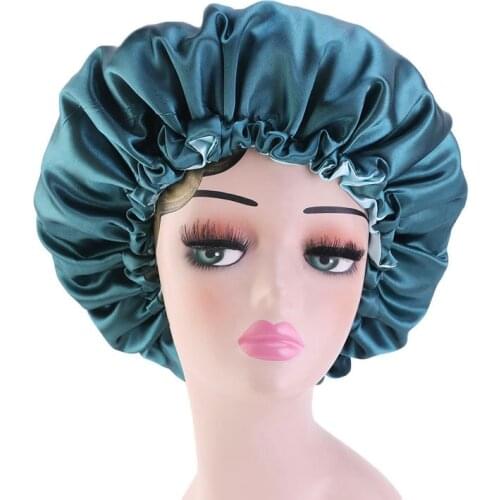 Satin Lace Sleeping Hat Night Sleep Cap Double Layer Adjustable Elastic Hair Care Satin Bonnet Beanies Skullies Cap Fashion