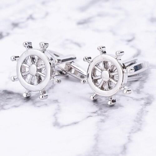 Silvery Rudder Cufflinks High Quality Luxury Men Cuff Button Personality Captain Cuff Button French Shirt CuffLinks Skipper