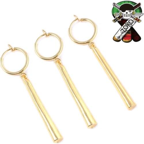 Zoro Earrings Ear Clips Anime Same Style No Ear Holes COSPLAY Metal Jewelry Fashion Simple Fashion Golden Decoration Accessories