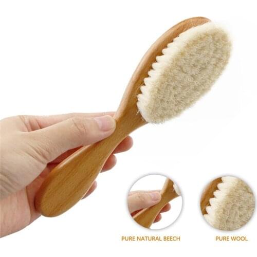 Natural Soft Goat Bristle Hair Sweeping Brush Men Beard Comb Oval Wood Handle Barber Dust Brush For Broken Hair Cleaning Tool