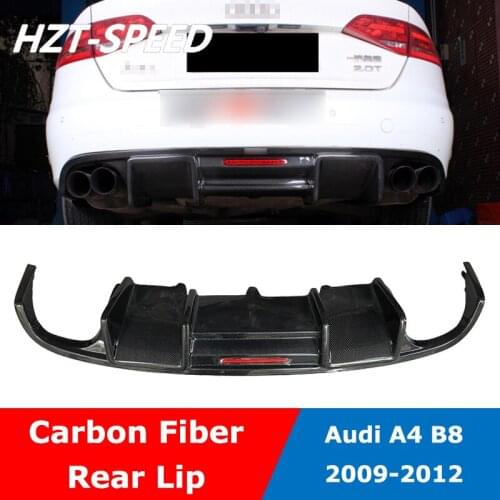 A4 B8 Carbon Fiber Rear Bumper Diffuser Lip Spoiler With LED Lights For Audi A4 Standard Car Styling Non-Sline Model 2009-2012