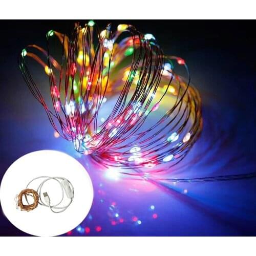 GRN-FALSHING 10M USB Operated LED String Lights RGB Copper Wire tape outdoor Christmas Xmas garland party wedding decoration